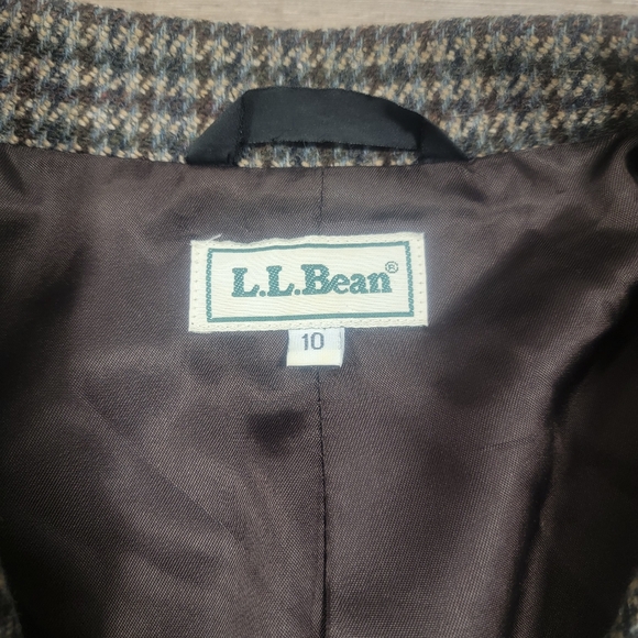LL Bean Blazer Vintage Womens 10 Houndstooth Three Button Wool Jacket - Picture 5 of 13